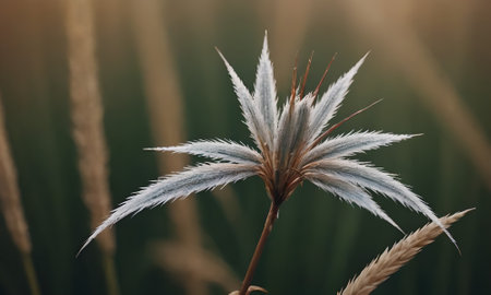 Close-up of a grass flower in the field at sunset.