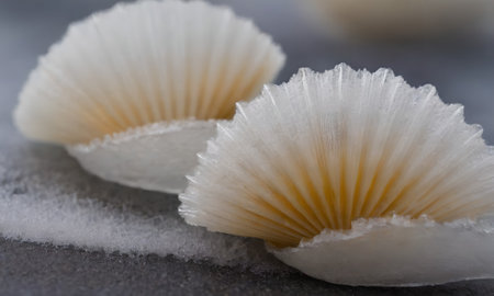 Close up of fresh cuttlefish fillets on a gray background