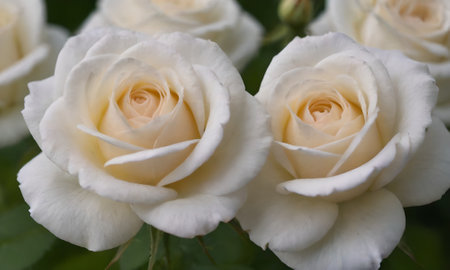 White roses in the garden. Shallow depth of field. Selective focus.の写真素材
