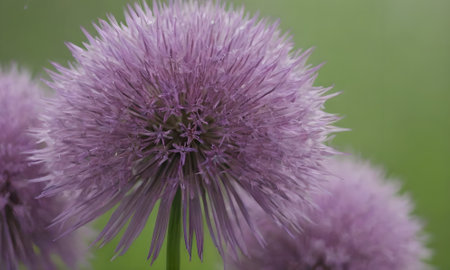 purple flowers on a green background, close-up, macroの写真素材