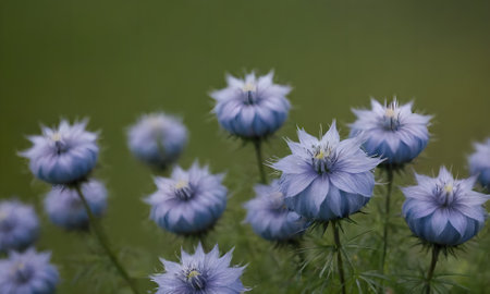 Nemophila in the garden, closeup of blue flowers