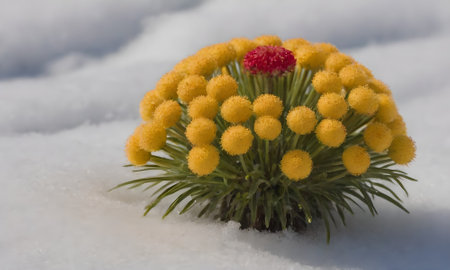Flower in the snow. Macro photo of a flower in the snow.