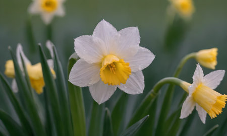 Narcissus (Daffodil, Narcissus poeticus)の写真素材
