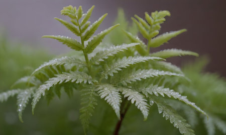 Ferns in the rain. Shallow depth of field.