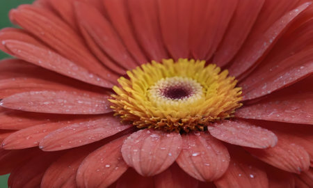 Gerbera flower close-up with water droplets on petals