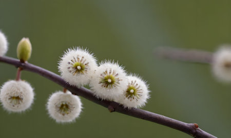 Pussy-willow flowers in spring, close-up.
