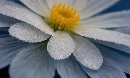 Close up of white daisy flower with water droplets on petals