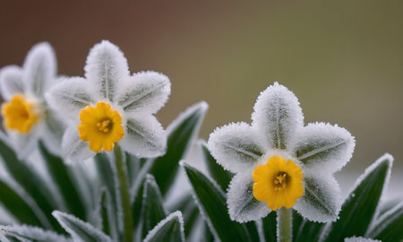 Snow covered daffodils