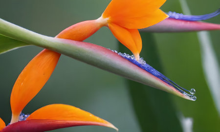 Close up of Strelitzia reginae or Bird of paradise flower