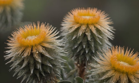 Close-up of Thistle flower with water drops on it.