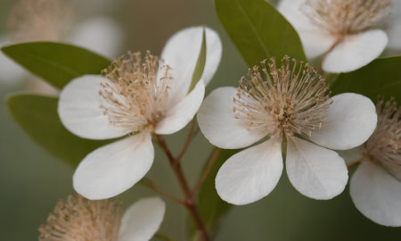Close up of white flowers on a tree in the garden. Selective focus.