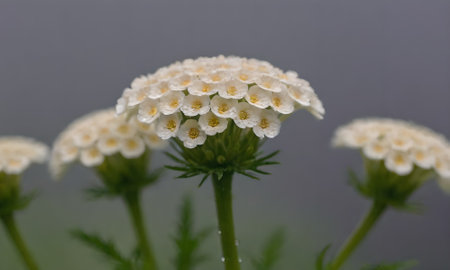 White flowers of yarrow (Achillea millefolium)の写真素材