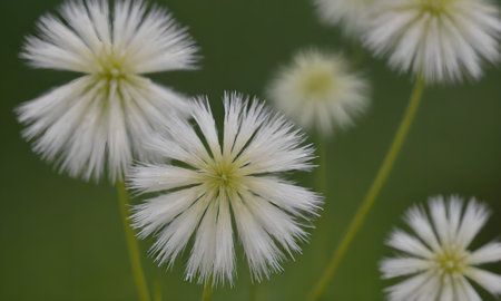 White flowers on a green background. Shallow depth of field.