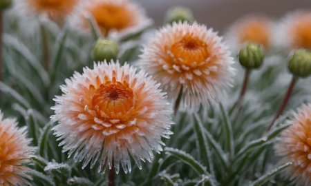 close up of orange daisy flower in the garden in winter.の写真素材