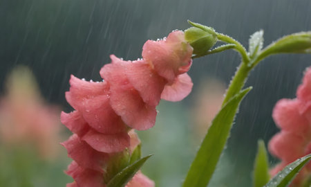 Close up of pink flowers with rain drops on them. Shallow DOF.の写真素材