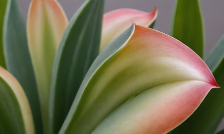 Close up of a beautiful green and pink lily in a pot