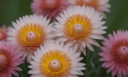 Helichrysum bracteatum or Everlasting flower in gardenの写真素材