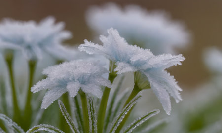 Close-up of snowflakes on the petals of a flower