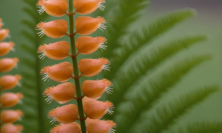 Close up of orange flower in the garden with green leaf background.の写真素材