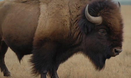 Bison in Yellowstone National Park in Wyoming in United States of America