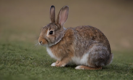 Rabbit, Oryctolagus cuniculus, single mammal on grass, UK