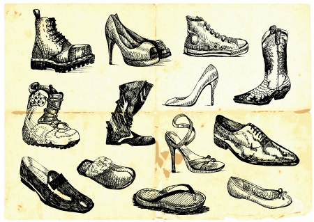 collection of shoes of various types and stylesのイラスト素材