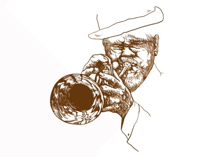 trumpeter, hand drawing convertedのイラスト素材