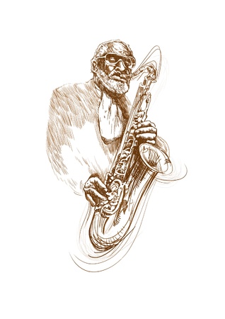 jazz man with saxのイラスト素材