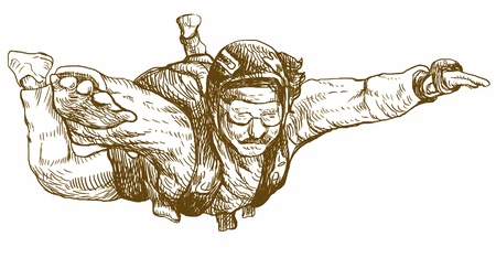parachutist, hand drawing converted intoのイラスト素材