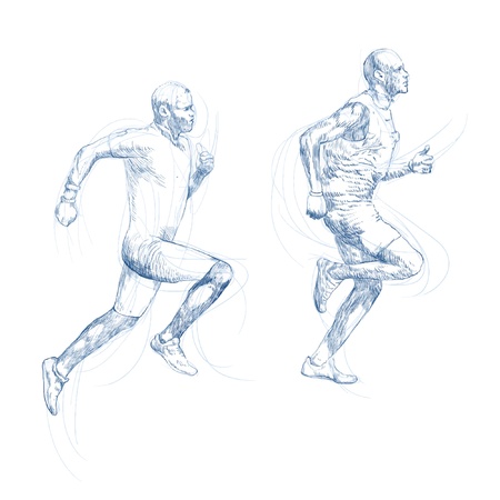 runners, hand drawing convertedのイラスト素材