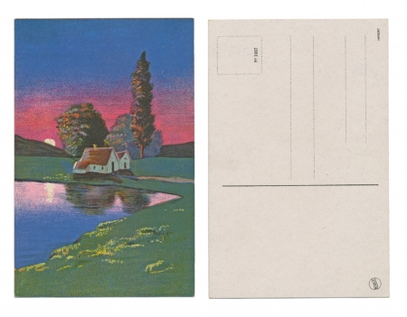 BERLIN, GERMANY, CIRCA 1910 - Published by K  G  L  - Serial No  1037 - Night at the lake - Circa 1910のeditorial素材