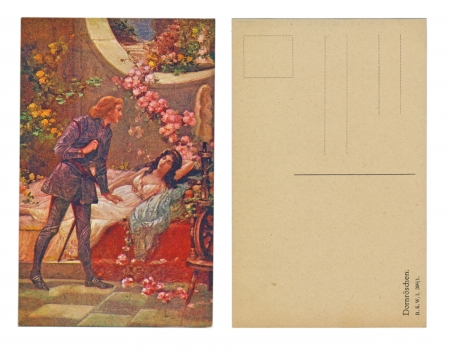 LEIPZIG, GERMANY, CIRCA 1910 - Published by B  K  W  1 398   1 , Dornroschen - Sleeping Beauty - Circa 1910のeditorial素材