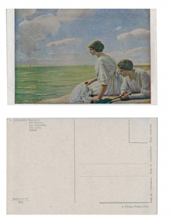 PRAGUE, CZECH REPUBLIC, CIRCA 1910 - L  Lehnpoels, The Gulls - Issued by J  Plichta, Prague - Circa 1910のeditorial素材