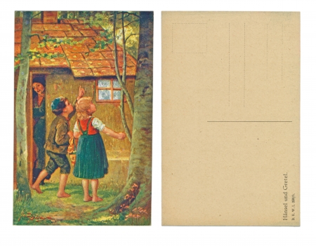 LEIPZIG, GERMANY, CIRCA 1910 - Published by B  K  W  1 398   5 , Hansel und Gretel - Hansel and Gretel のeditorial素材