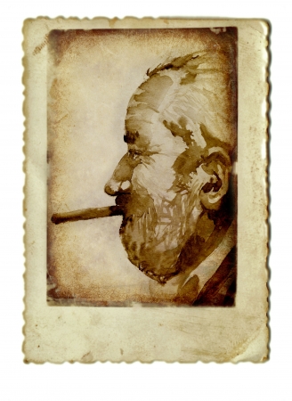 hand drawing and vintage processing - man with cigar