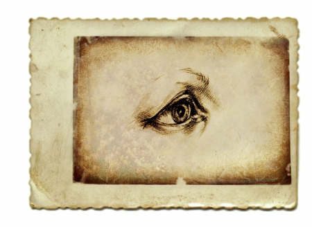 hand drawing and vintage processing - eyeの写真素材