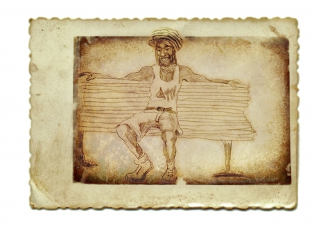 hand drawing and vintage processing - rasta manの写真素材