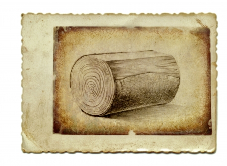hand drawing and vintage processing - log of woodの写真素材