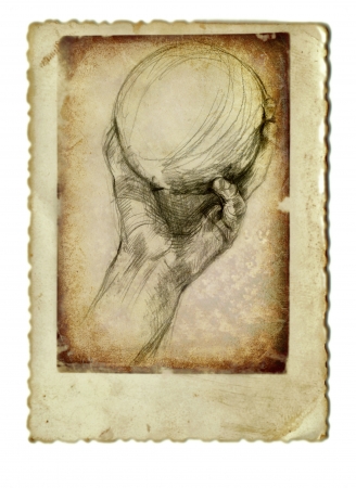 hand drawing and vintage processing - handの写真素材