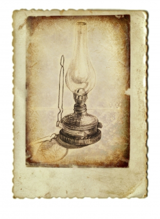hand drawing, kerosene lampの写真素材