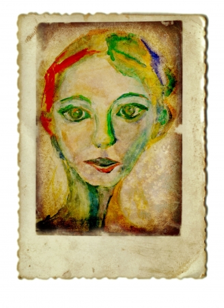 hand painting, girlの写真素材