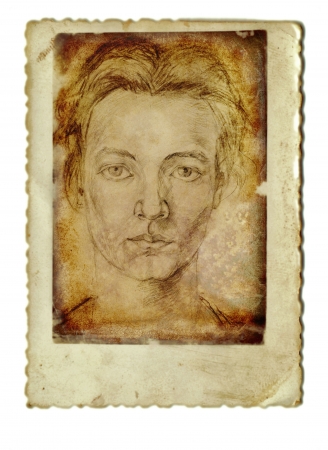 hand drawing, womanの写真素材