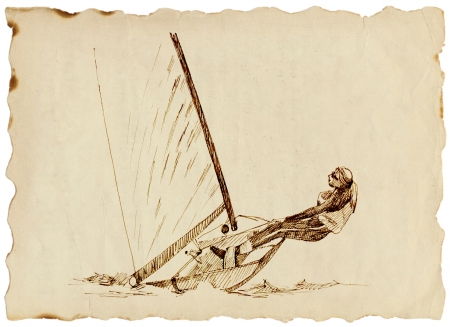 hand drawing, yachtingの写真素材