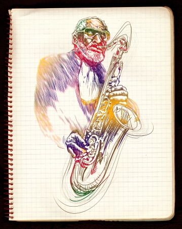 hand drawing,  jazz musicの写真素材