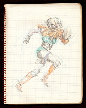 hand drawing, american footballの写真素材