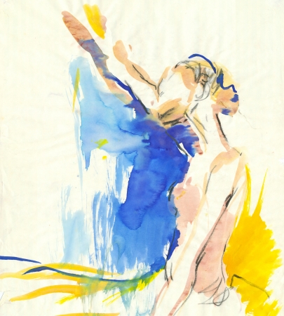 ballerina, water colors techniqueの写真素材