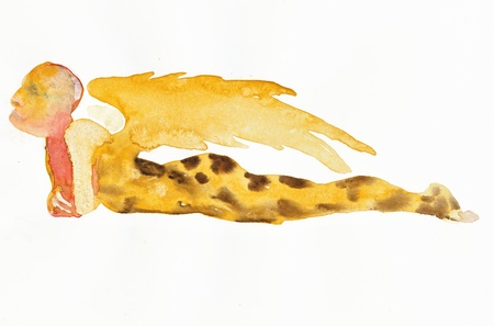 lying figure  angel , watercolors techniqueの写真素材
