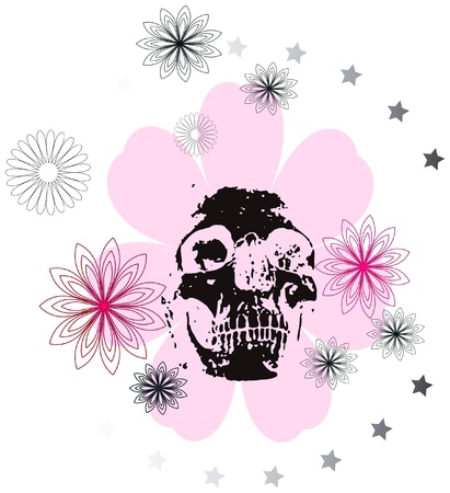 black floral skullの写真素材