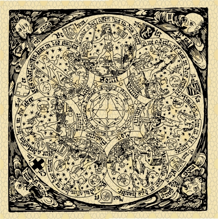 of a series of old maps and symbolsのイラスト素材