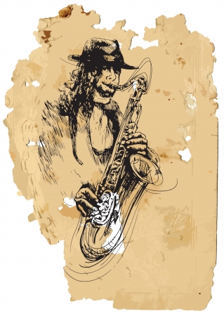 Sax player  Vintage processing のイラスト素材